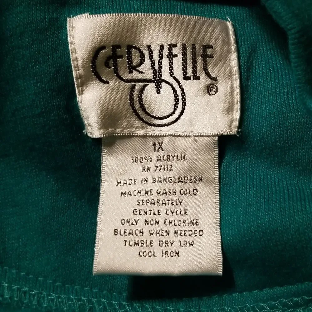 Vintage Cervelle Green Cardigan Women's Size 1X Fall Winter Pockets